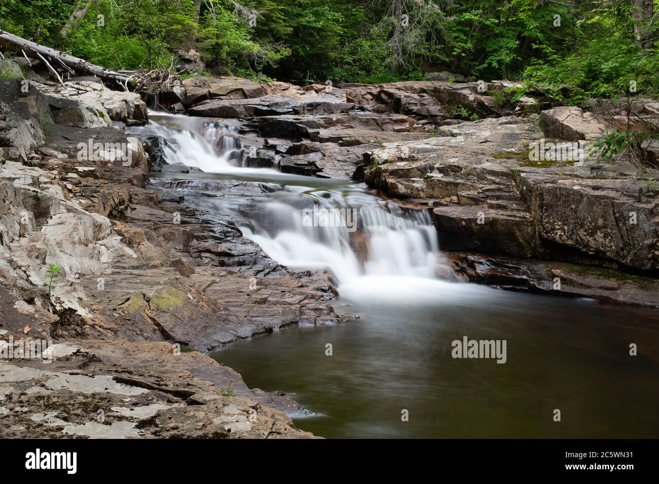 An unnamed waterfall on Robbs Creek in the Adirondack Mountains, NY USA wilderness Stock Photo
