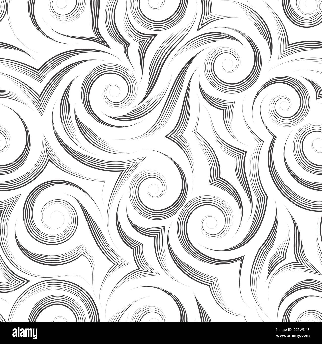 Seamless vector pattern of black lines drawn by smooth pen in the form of spirals and curls isolated on white background. Print for fabric or paper Stock Vector Image & Art - seamless-vector-pattern-of-black-lines-drawn-by-smooth-pen-in-the-form-of-spirals-and-curls-isolated-on-white-background-print-for-fabric-or-paper-stock-vector-image-art