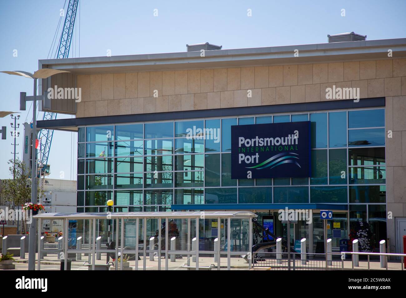 The Exterior or Facade of Portsmouth International ferry Port terminal Stock Photo