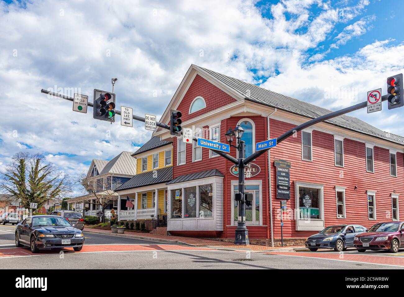 City of Fairfax, USA March 10, 2020 Old town downtown at University