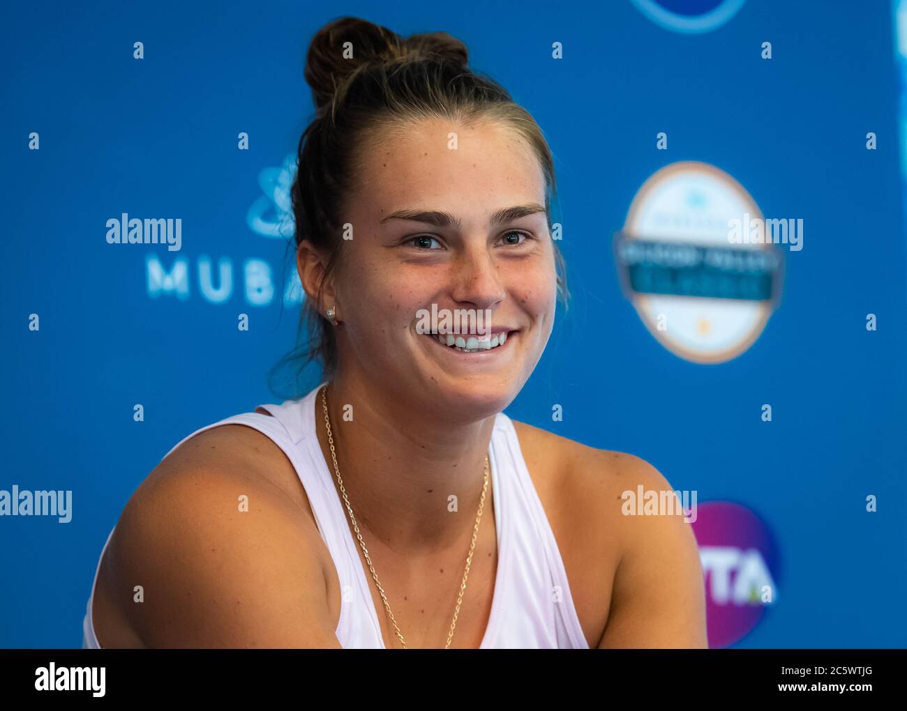 Aryna Sabalenka of Belarus during the All Access Hour ahead of the 2019
