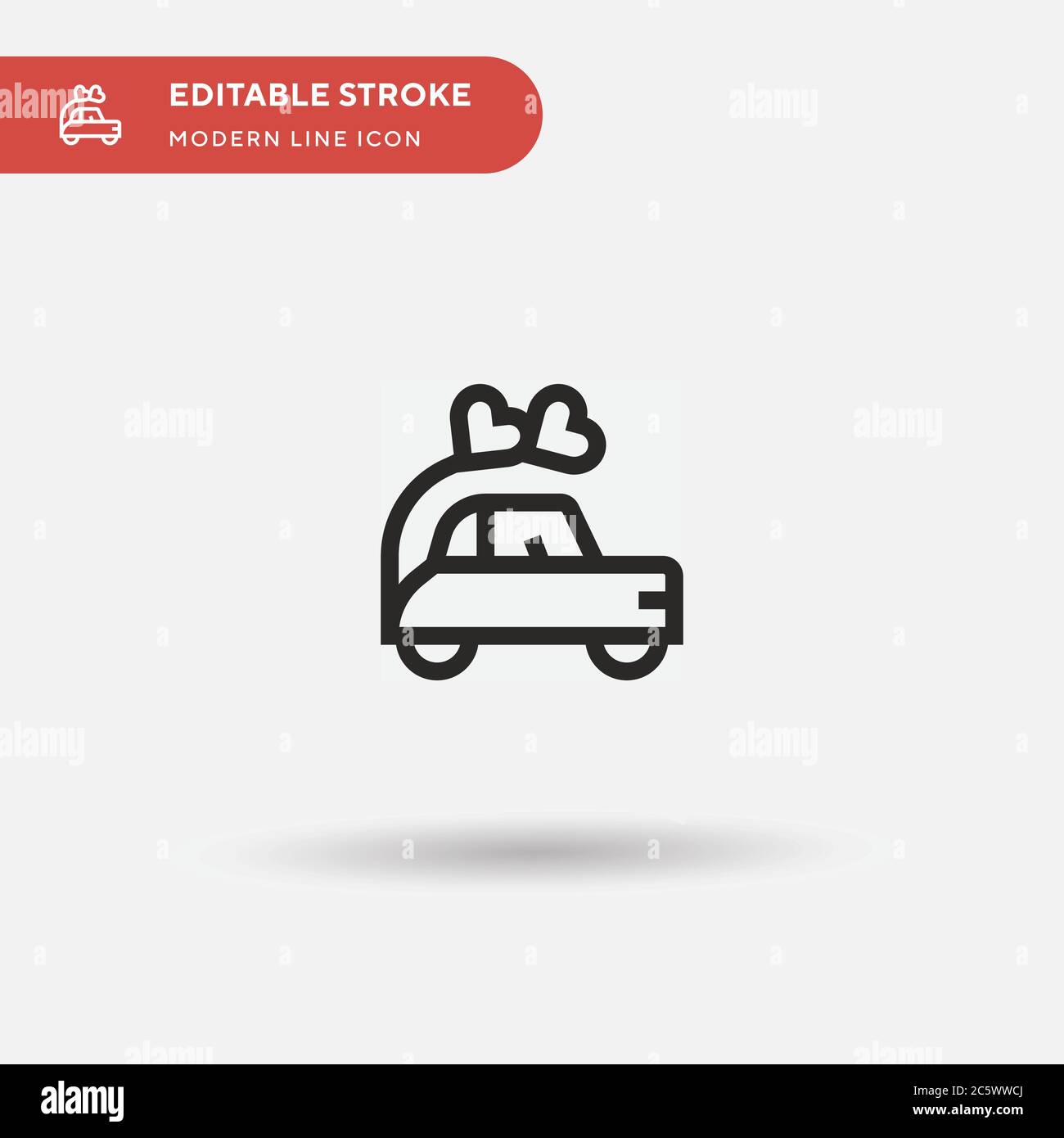 Wedding Car Simple vector icon. Illustration symbol design template for web mobile UI element. Perfect color modern pictogram on editable stroke. Wedding Car icons for your business project Stock Vector