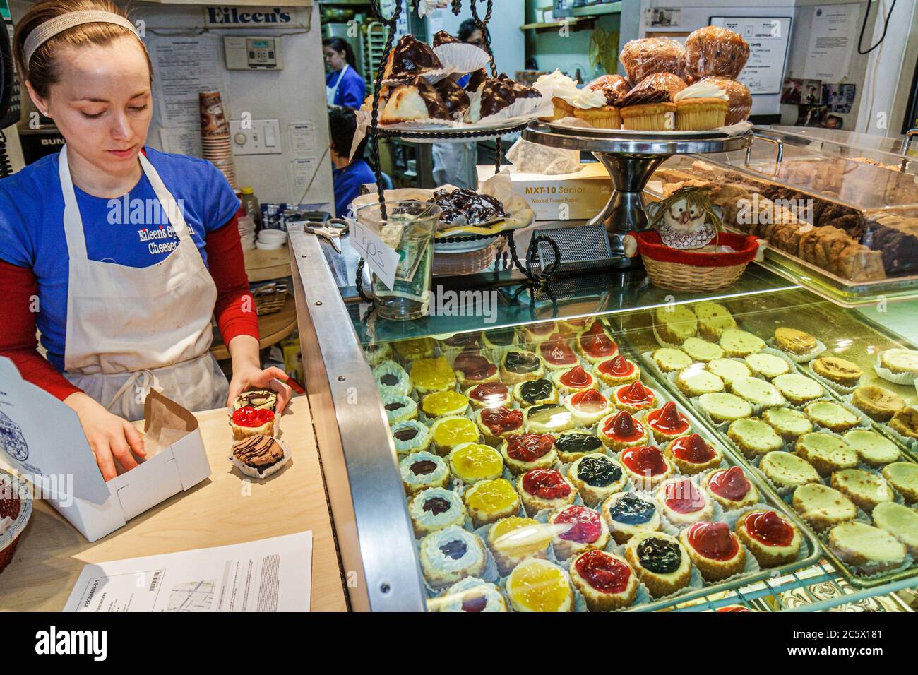 New York City,NY NYC Lower,Manhattan,SoHo,Cleveland Place,Eileen's Special Cheesecake,bakery,sweets,desserts,treats,variety,fruit topped,refrigerated Stock Photo