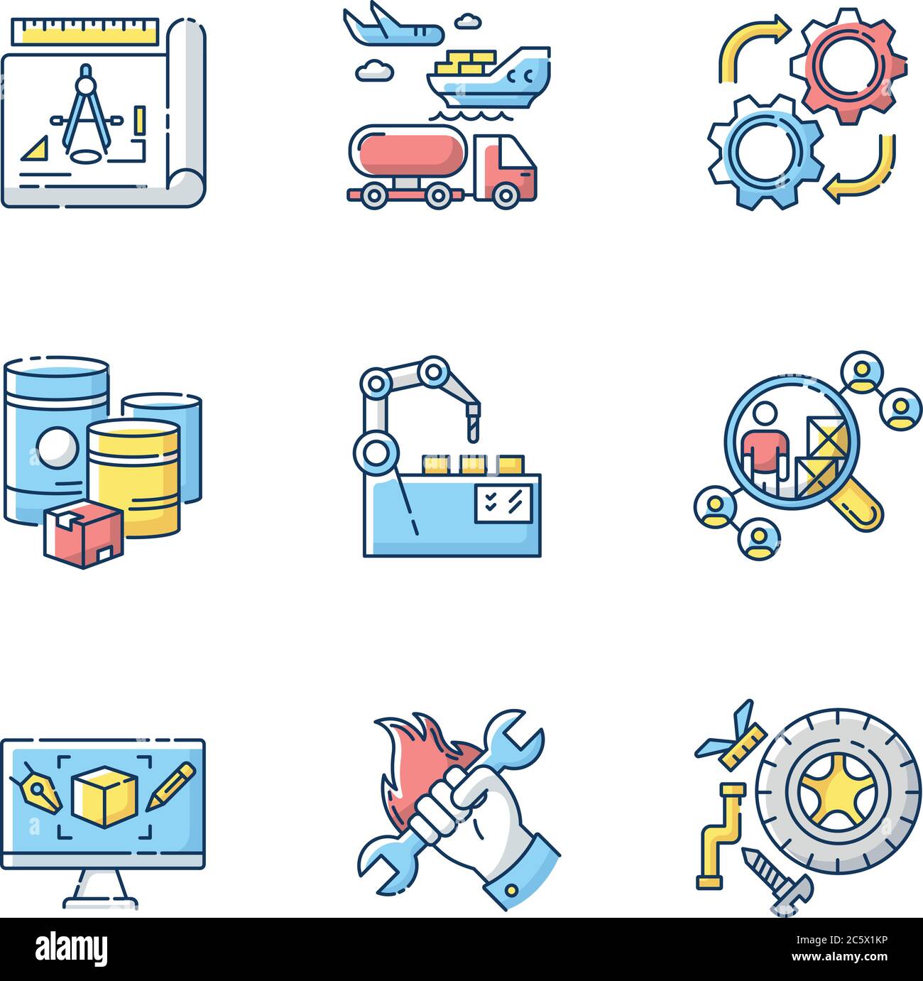 Product development process RGB color icons sets Stock Vector Image ...