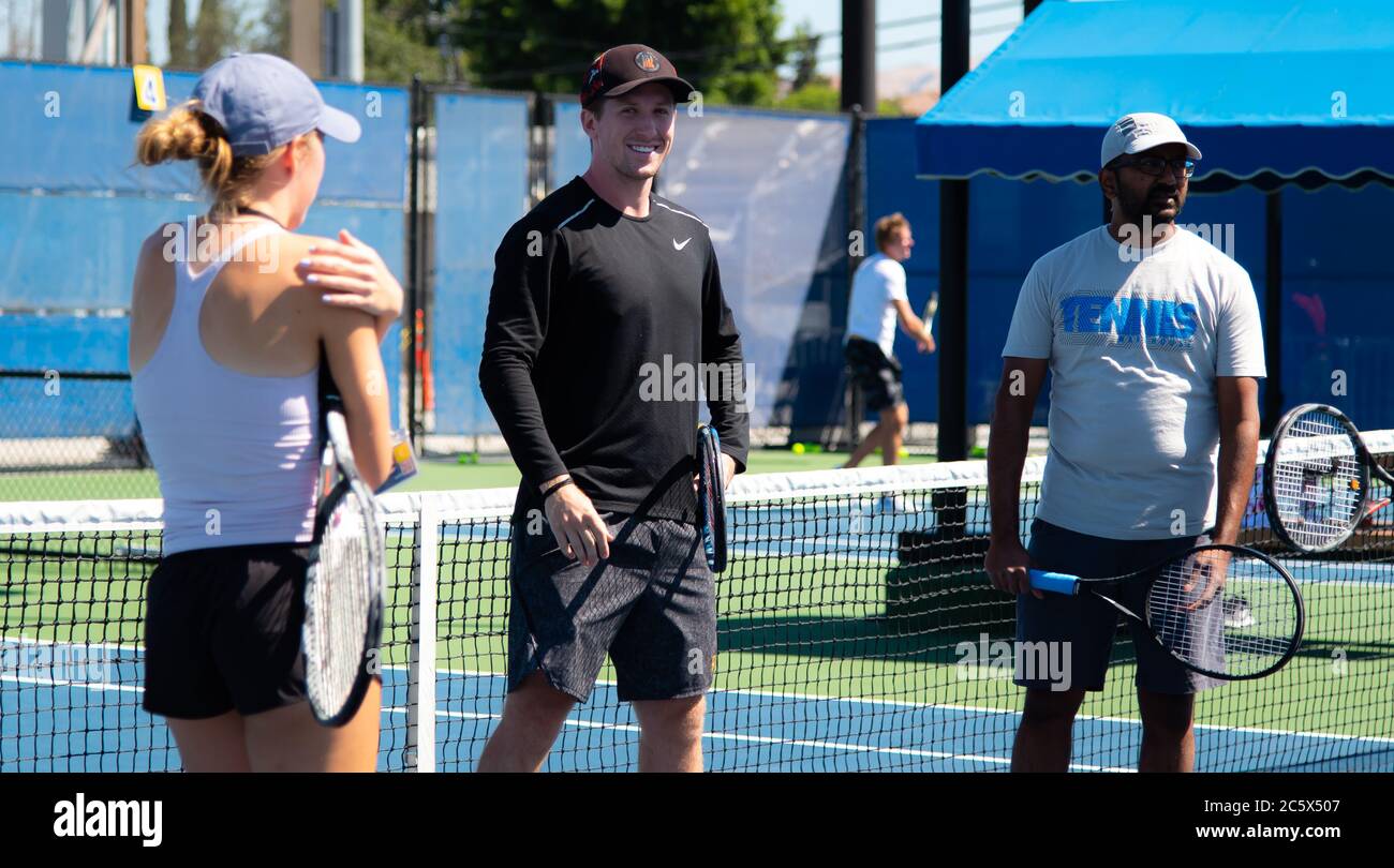 Tom Hill during a clinic at the 2019 Mubadala Silicon Valley Classic WTA  Premier Tennis Tournament Stock Photo - Alamy