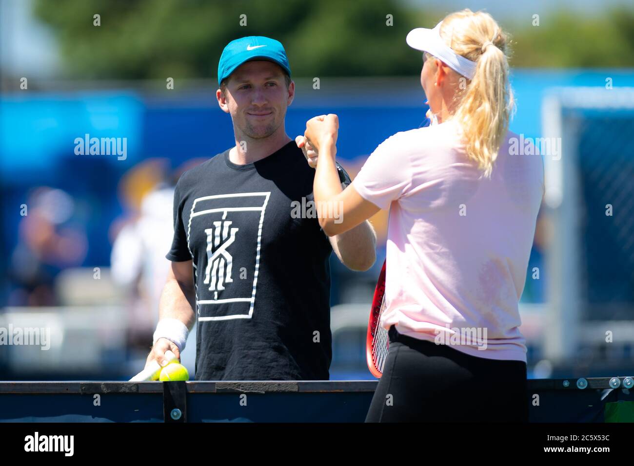 Tom Hill during practice at the 2019 Mubadala Silicon Valley Classic Premier Tennis Tournament Stock Photo
