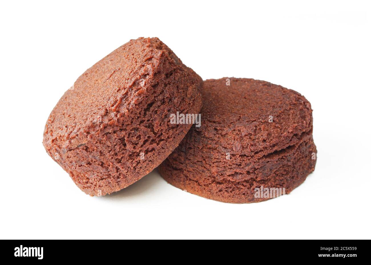 Sweet brownies isolated on white background. Cake with chocolate food