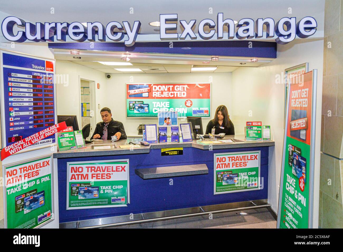 New York City,NY NYC Queens,JFK,John F. Kennedy International  Airport,terminal,gate,front,entrance,currency exchange,shop,currency,money,NY110708001  Stock Photo - Alamy