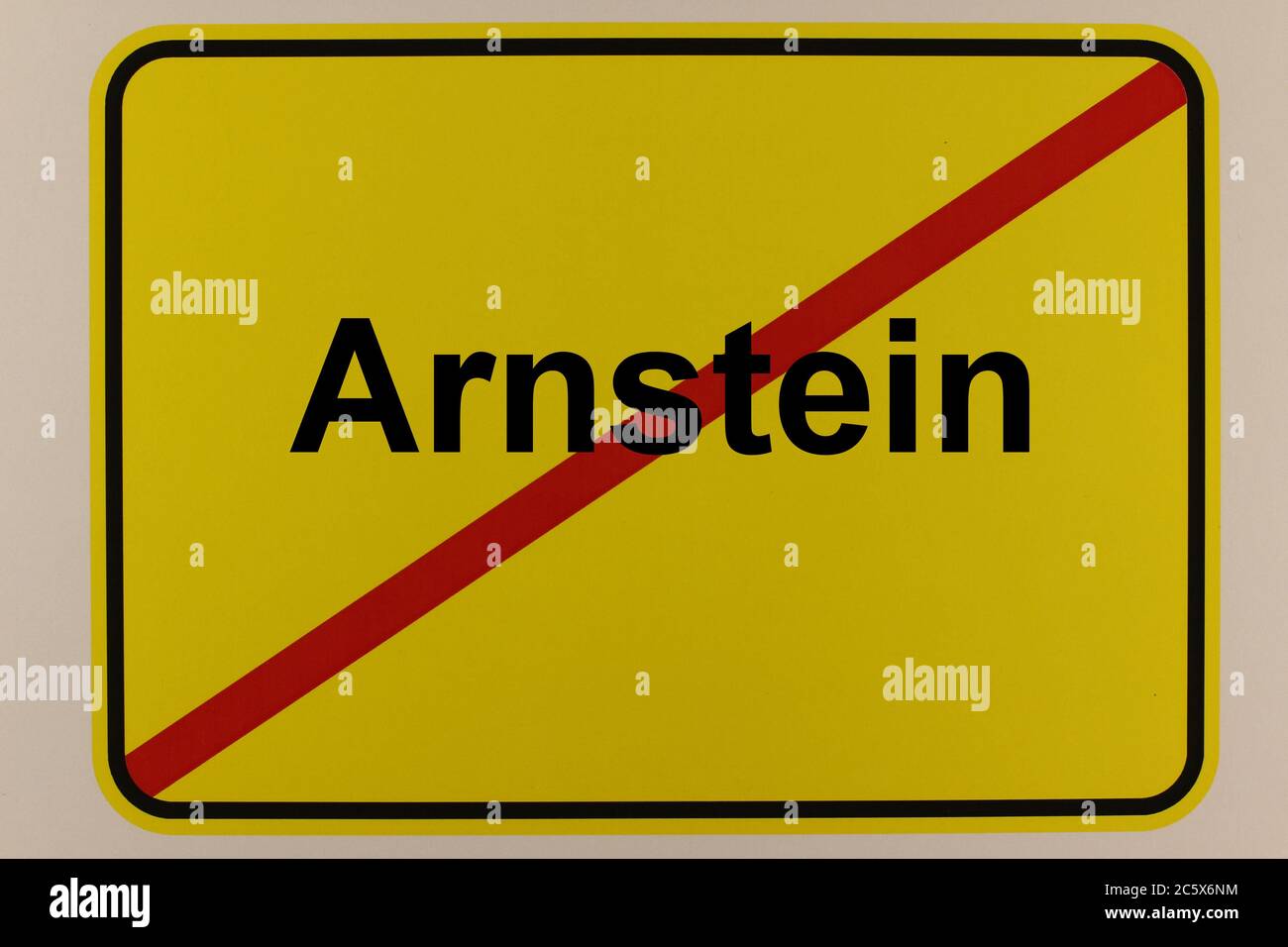 Illustration eines Stadteingangsschildes der Stadt Arnstein Stock Photo