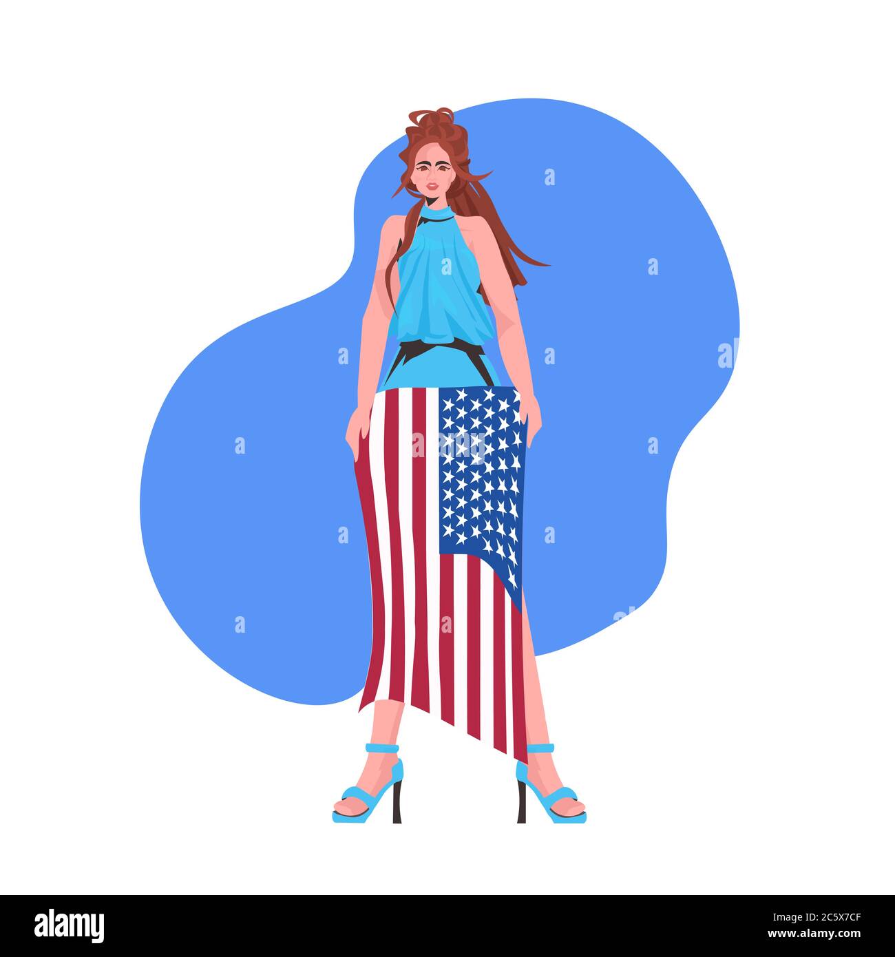 woman holding usa flag 4th of july american independence day