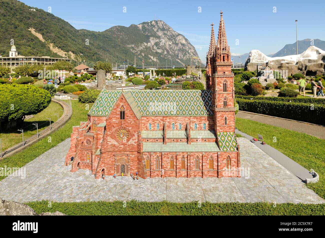 Melide, Ticino, Switzerland - September 25, 2014: Swissminiatur, is a Swiss miniature park, located in Melide, on the shores of Lake Lugano. Stock Photo