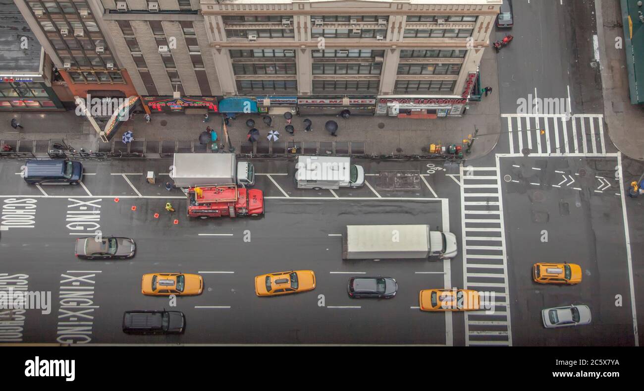 New York City high view of street and traffic Stock Photo