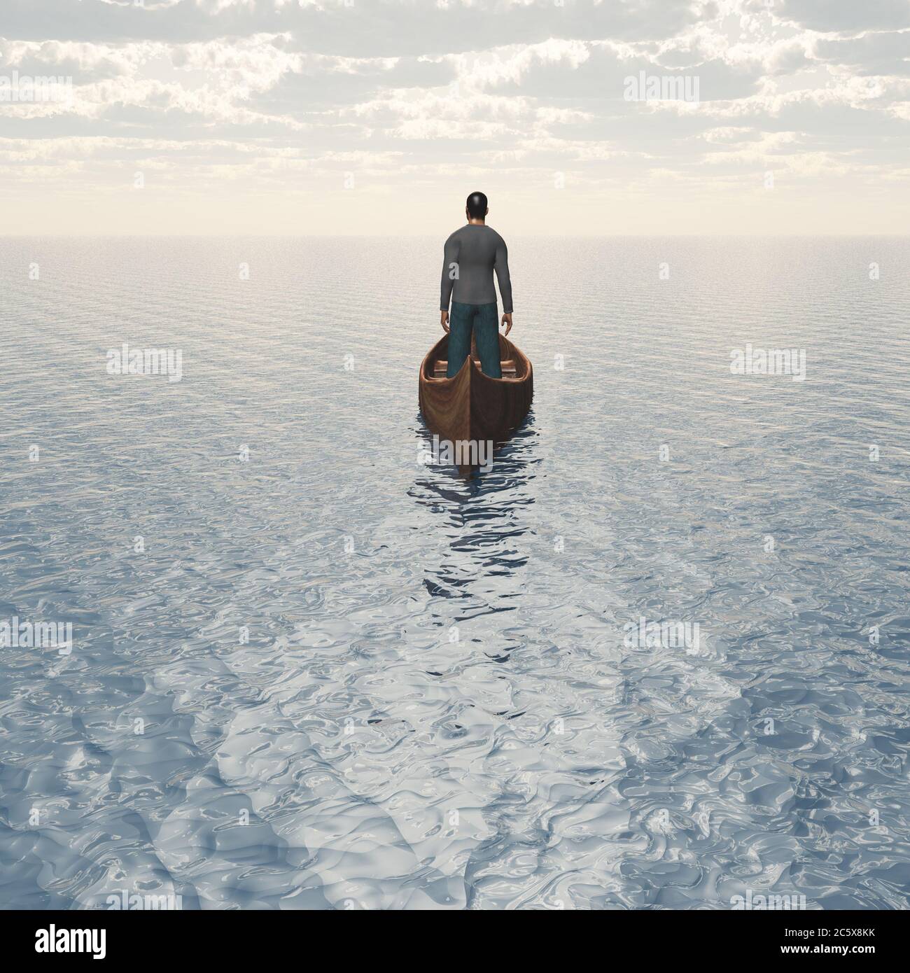 Man in canoe Stock Photo - Alamy