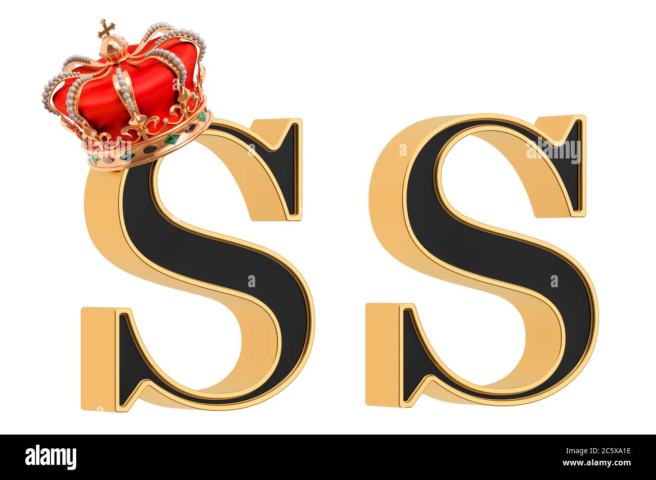 Letters S With Gold Crown And Without Black Font With Golden Border 3d Rendering Isolated On White Background Stock Photo Alamy