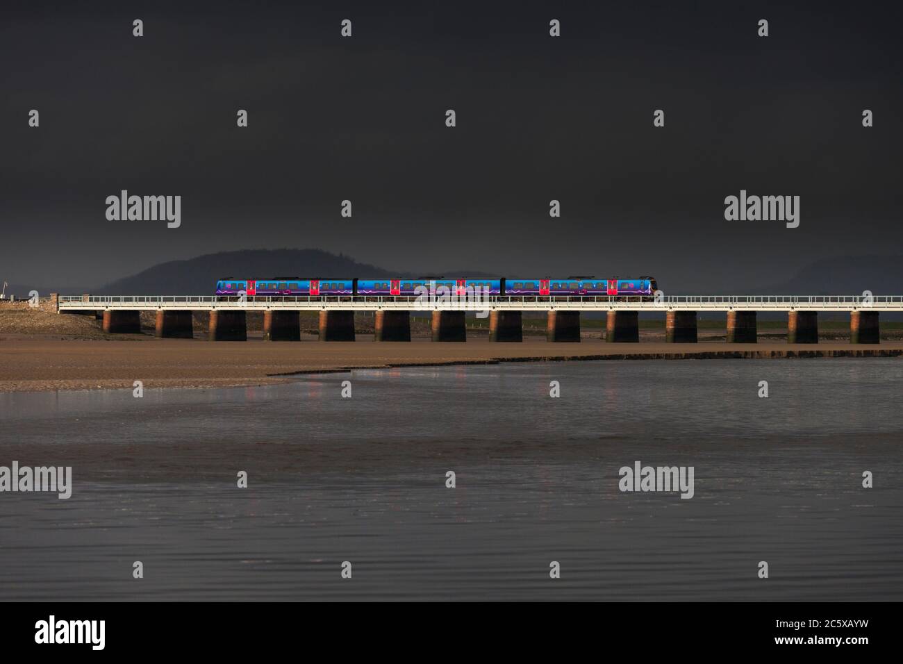 First Transpennine Express class 185 train crossing Arnside viaduct ...