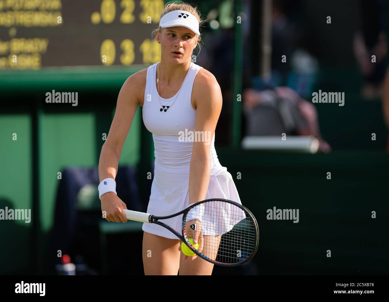 Dayana Yastremska of the Ukraine playing doubles at the 2019 Wimbledon
