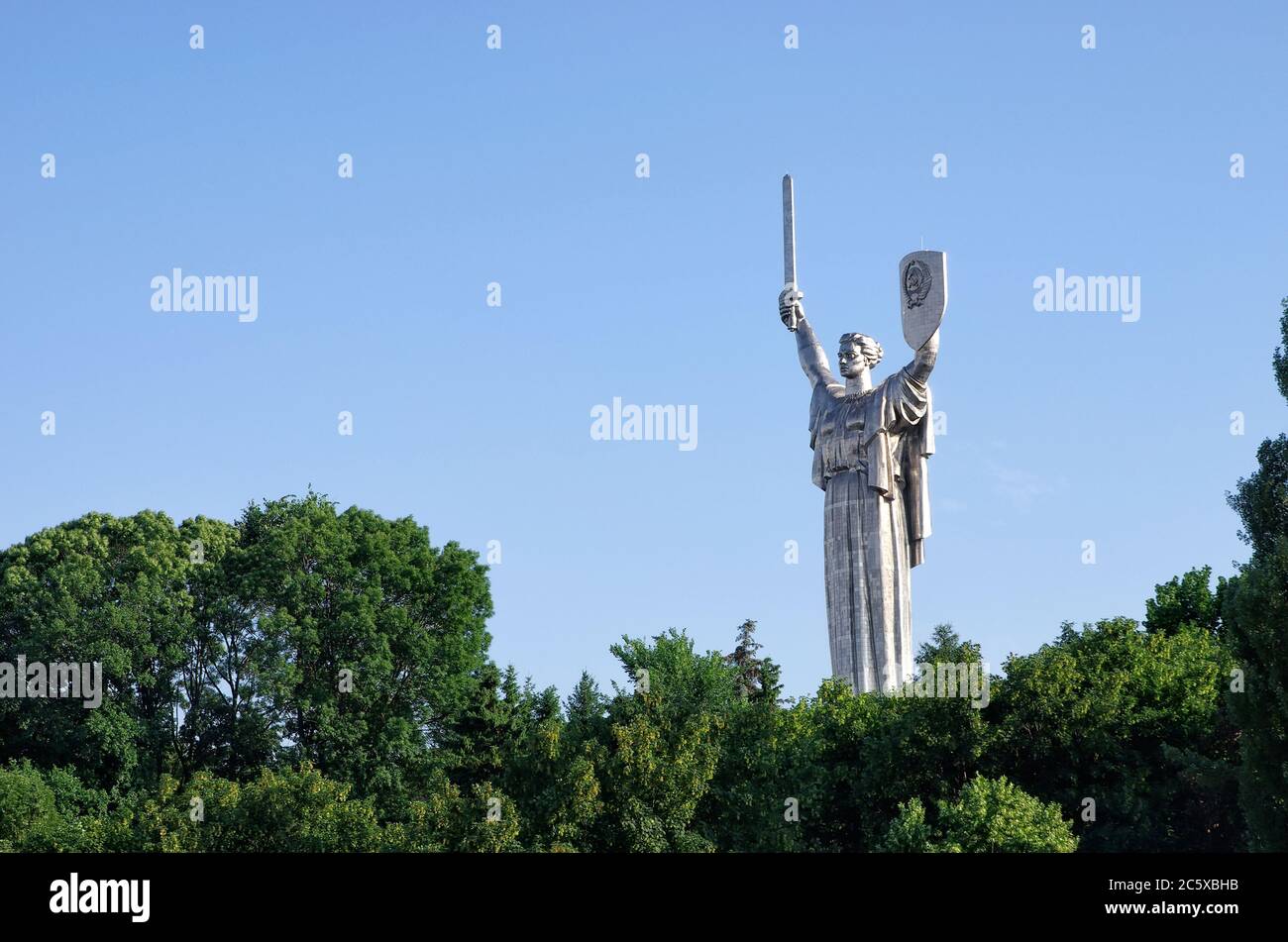 KYIV, UKRAINE - JUNE 15: Frontal view of Mother Motherland monument in Kyiv at the Museum of the Great Patriotic War in Kyiv, Ukraine on June 15, 2013 Stock Photo