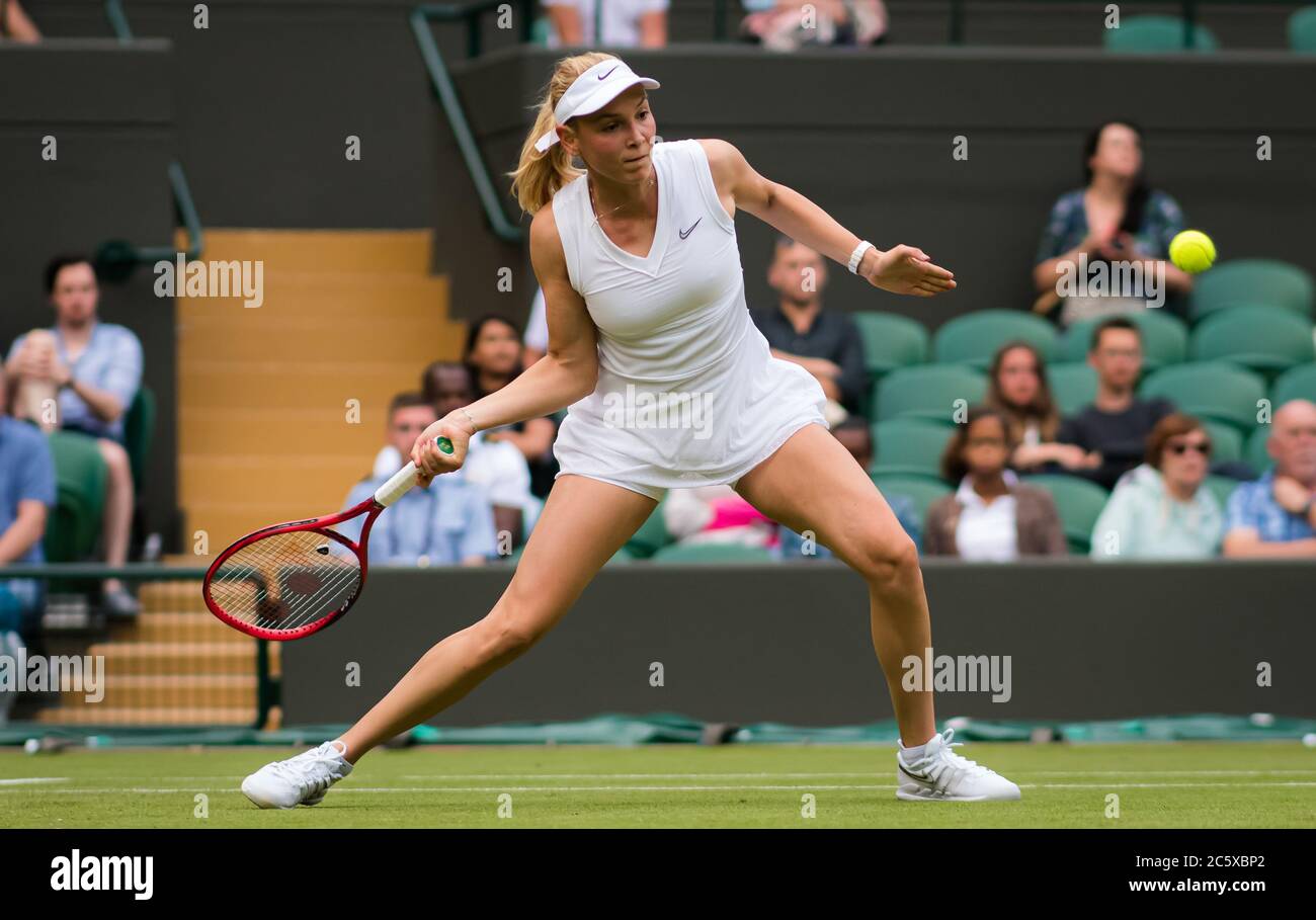 Donna Vekic of Croatia in action during her first-round match at the ...