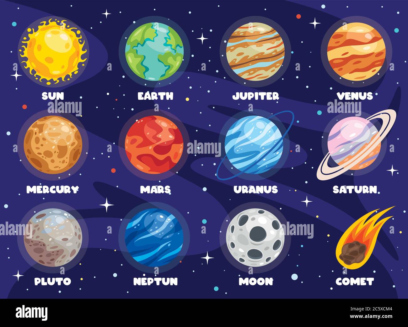 Colorful Planets Of Solar System Stock Vector Image & Art - Alamy