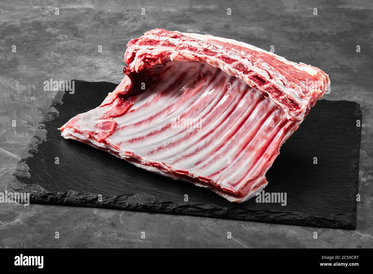 Lamb ribs fresh meat, with ecofriendly packaging. Food Delivery