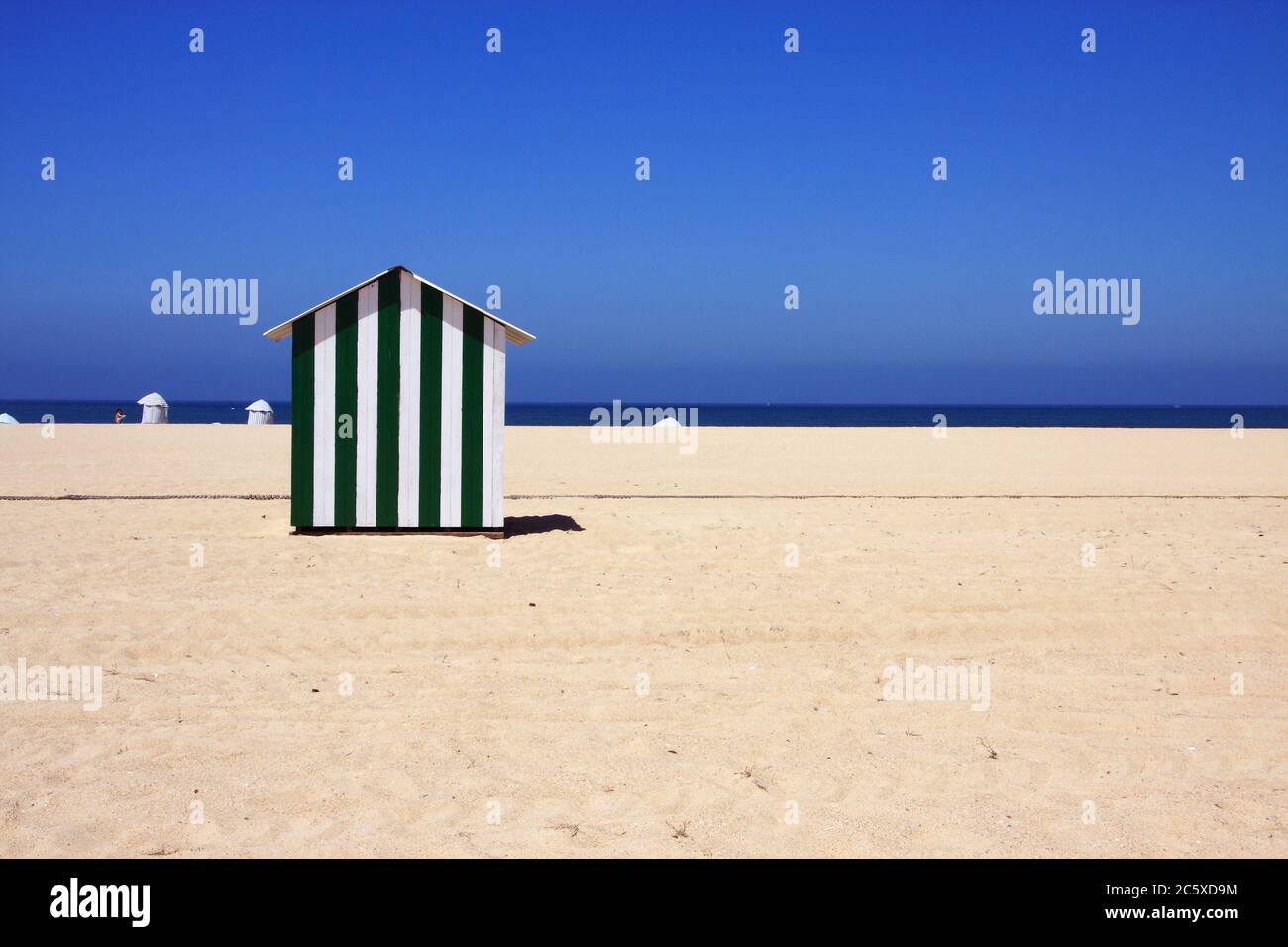 Portugal, Figueira da Foz. Deserted sandy city beach. Stock Photo