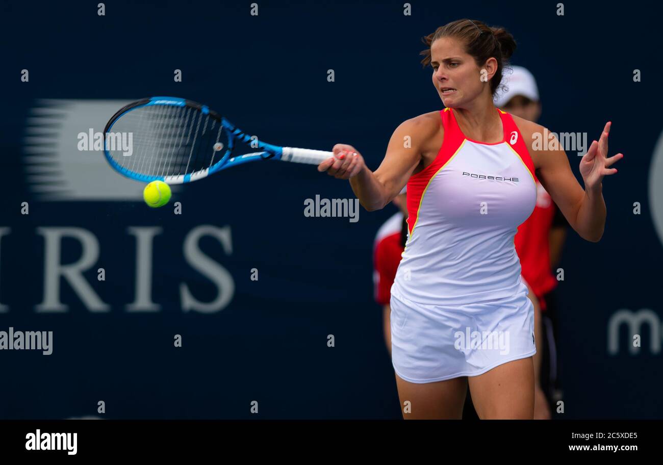 Julia Goerges of Germany playing doubles at the 2019 Rogers Cup WTA Premier  Tennis 5 Tournament Stock Photo - Alamy