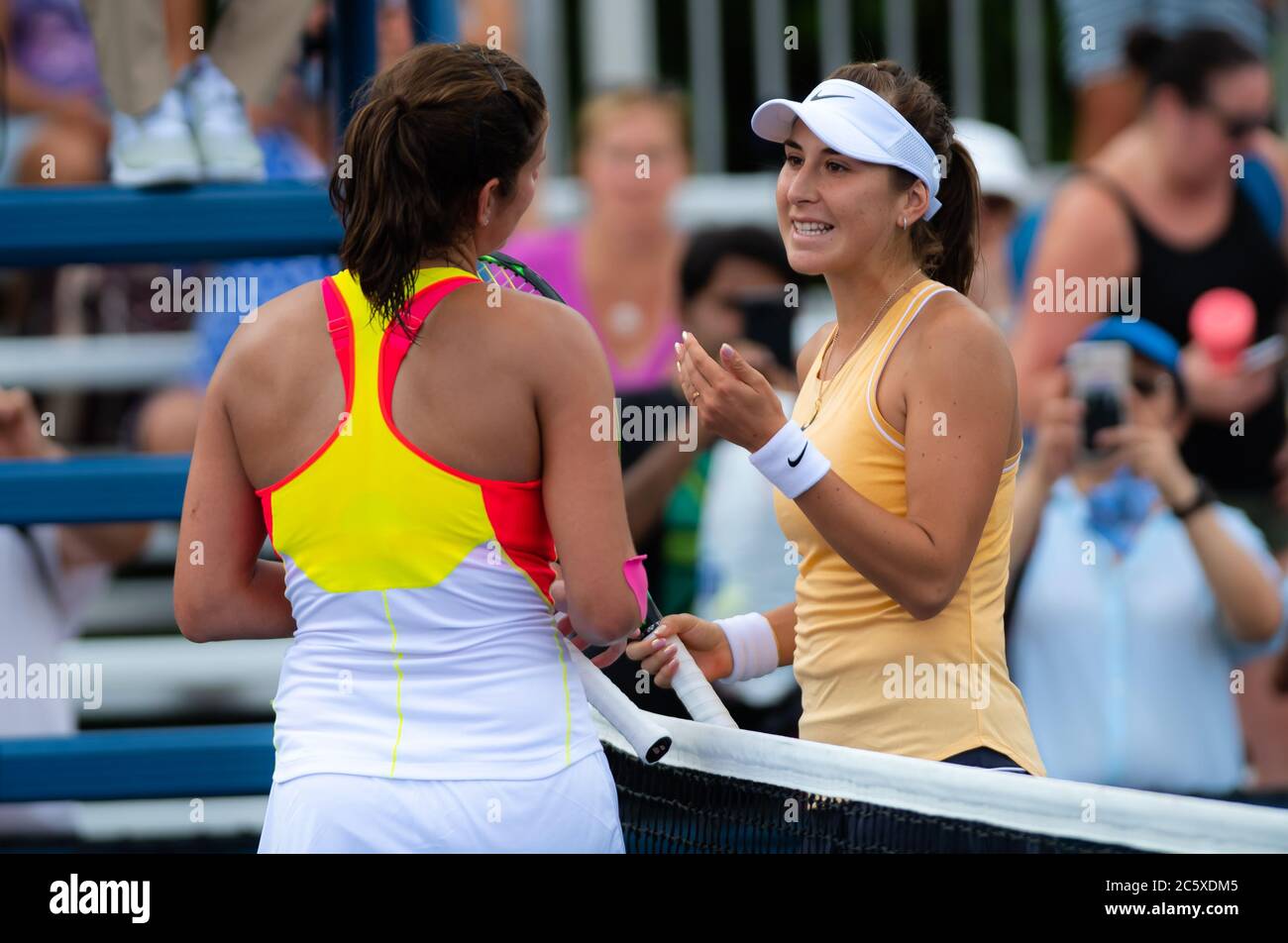 Julia Goerges of Germany & Belinda Bencic of Switzerland at the net after  their second round match at the 2019 Rogers Cup WTA Premier Tennis 5  Tournament Stock Photo - Alamy