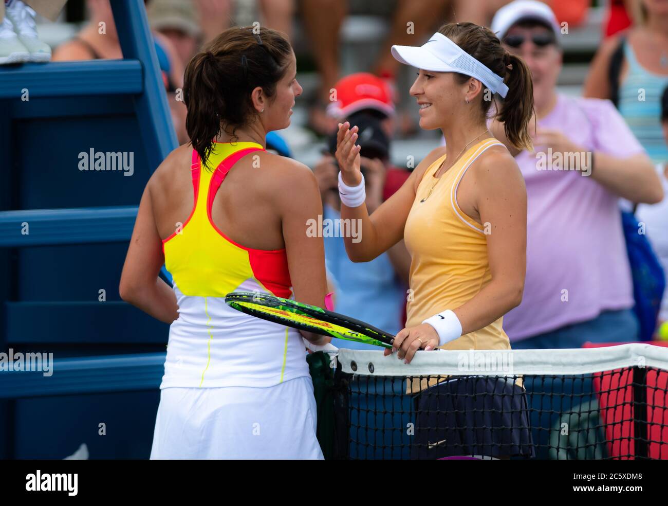 Julia Goerges of Germany & Belinda Bencic of Switzerland at the net after  their second round match at the 2019 Rogers Cup WTA Premier Tennis 5  Tournament Stock Photo - Alamy