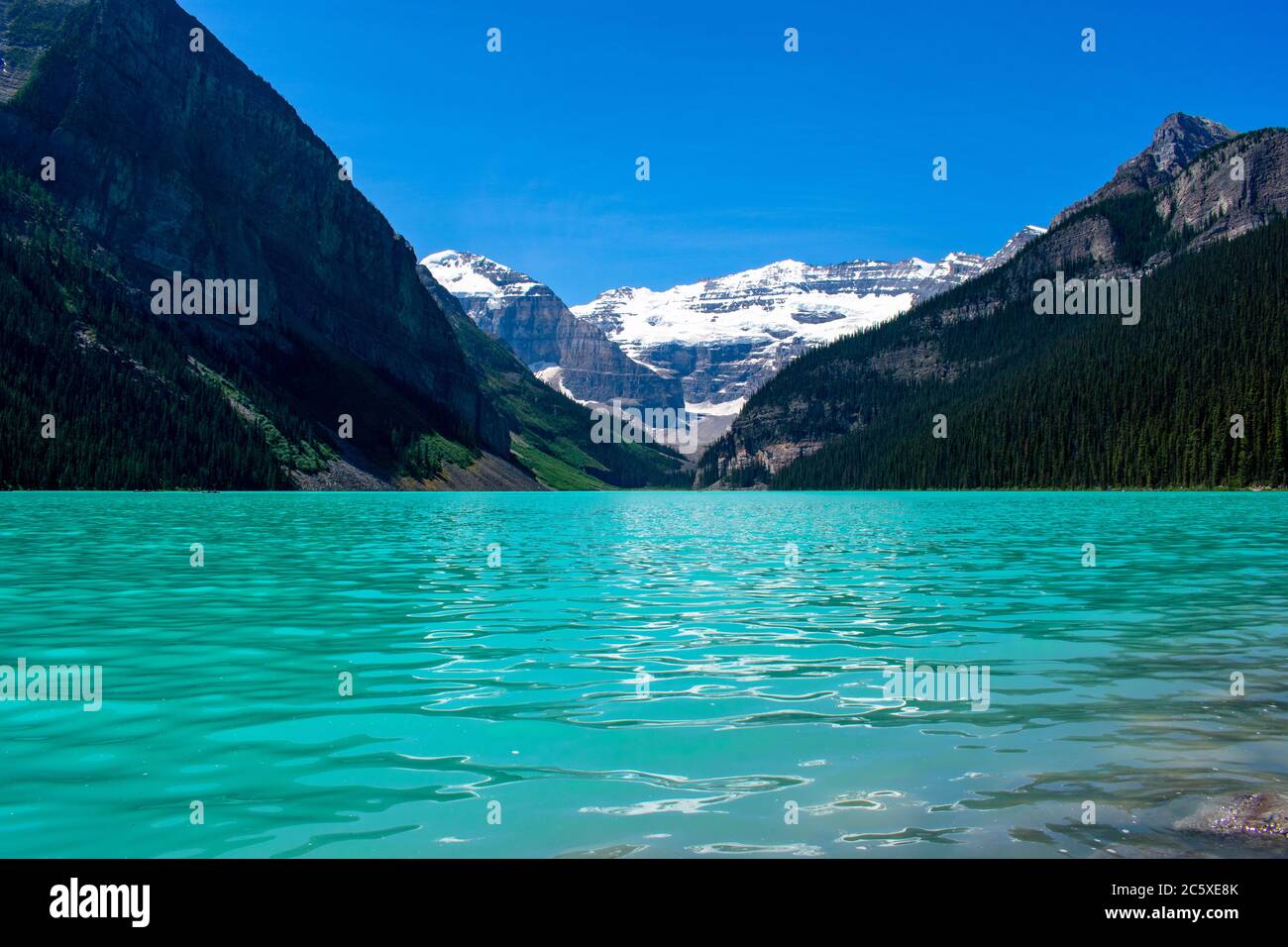 View of Lake Louise in Banff National Park, Alberta, Canada Stock Photo ...