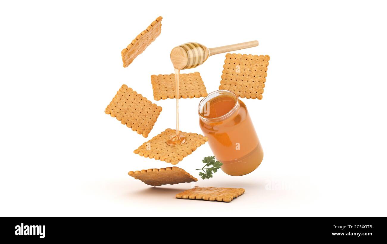 cracker and honey. 3d rendering Stock Photo Alamy