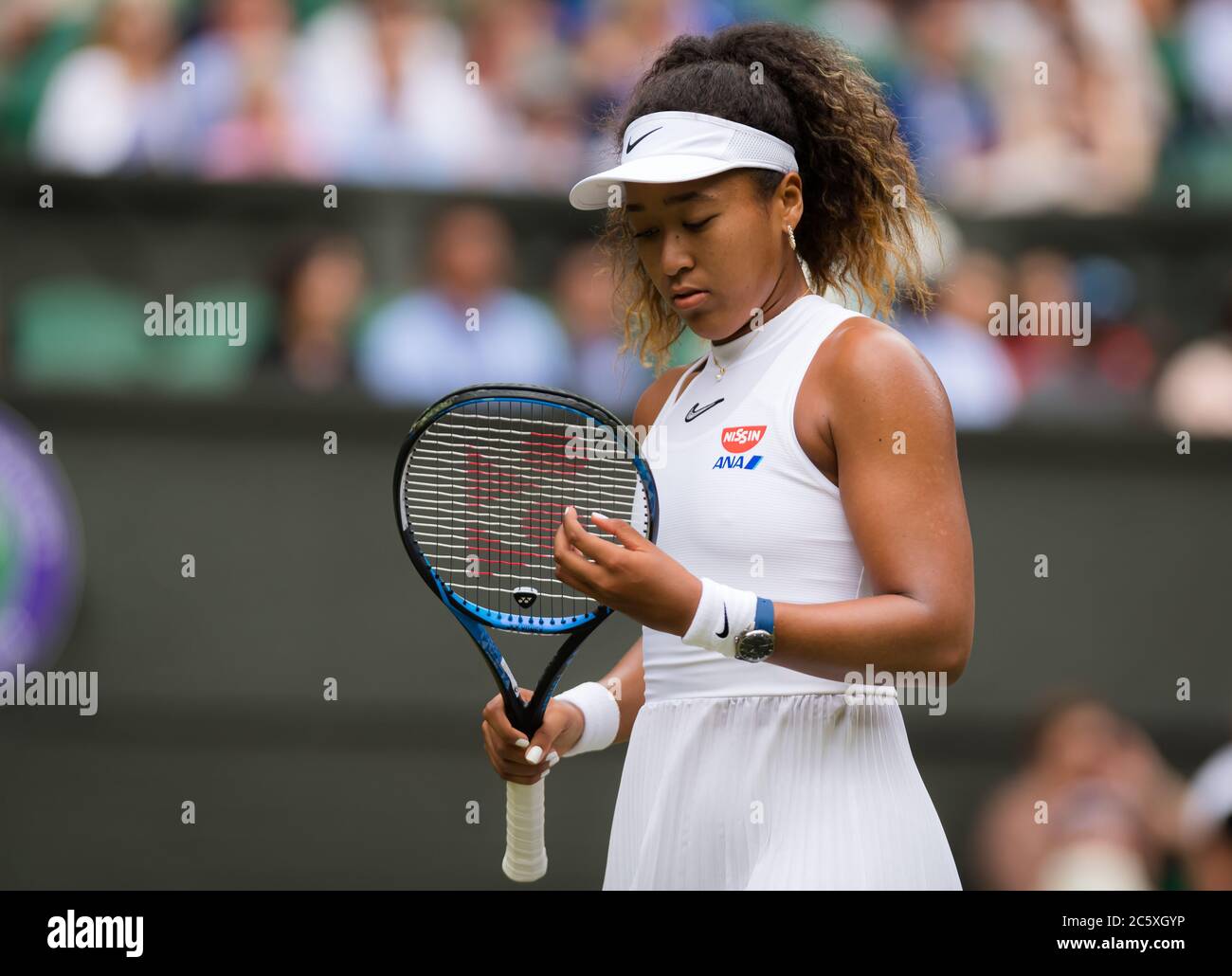 Naomi Osaka of Japan in action during the first round of the 2019 ...