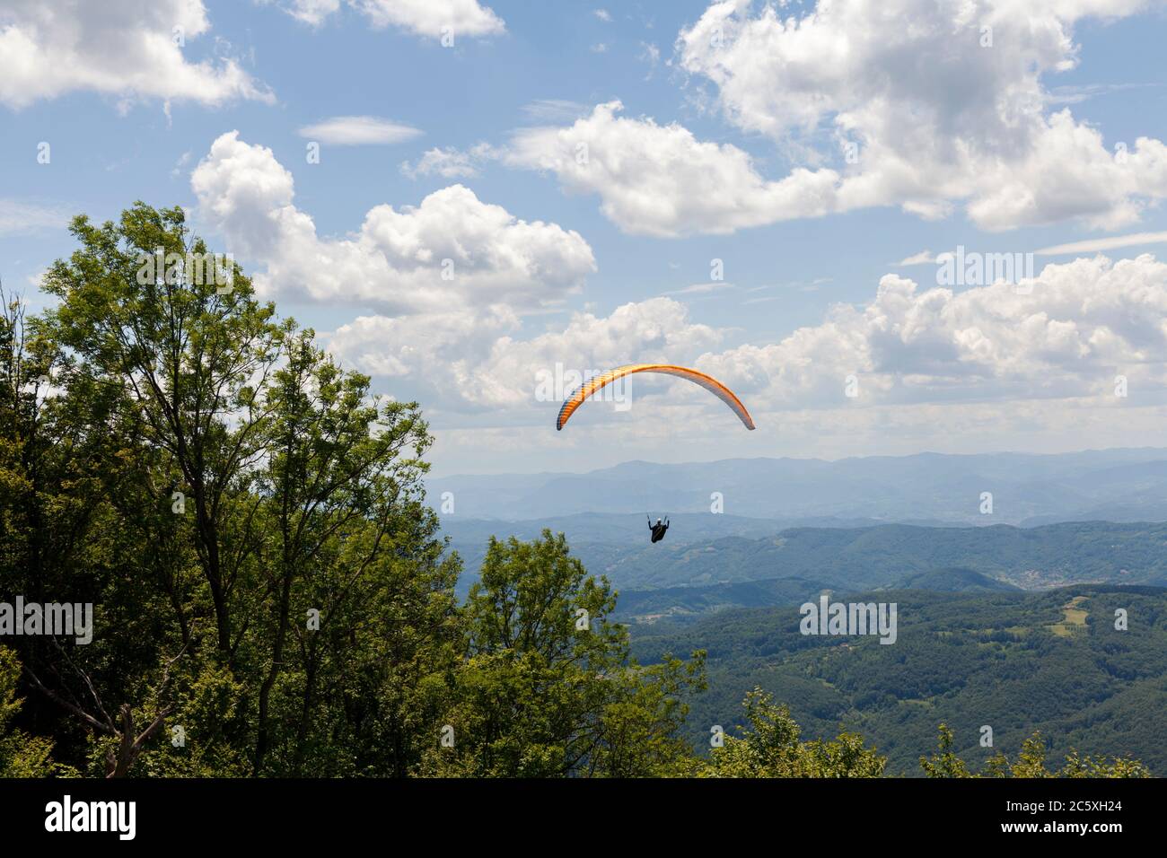 paraglider on the sky, beautiful summer day Stock Photo