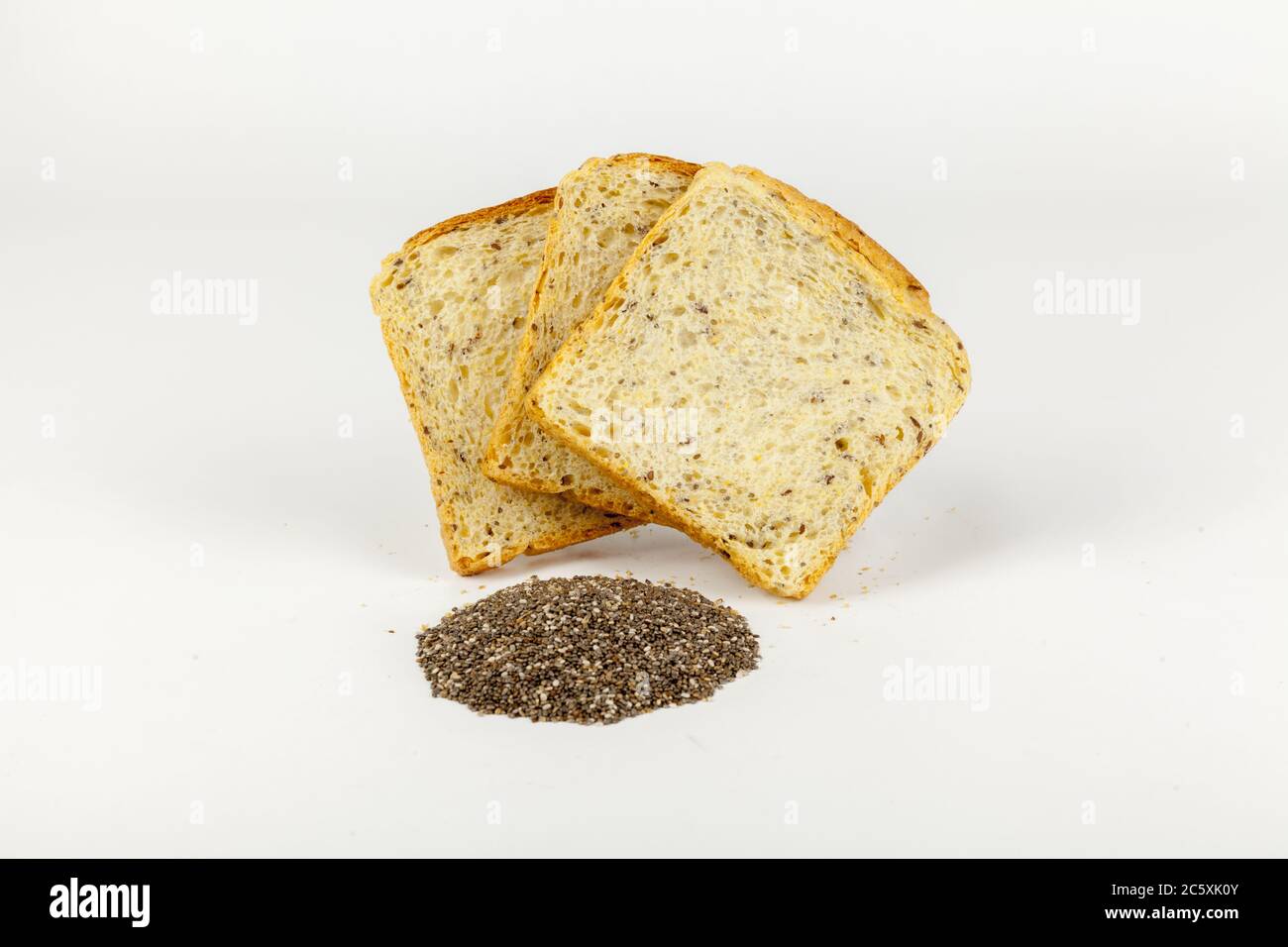 bread with chia seeds isolated on white Stock Photo