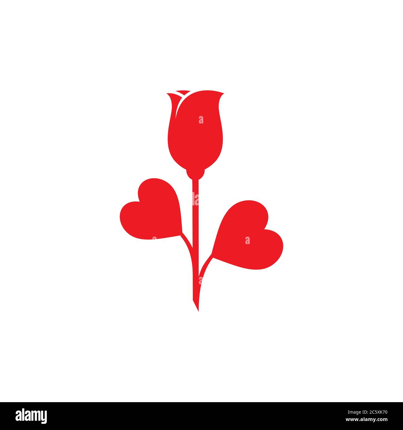 rose flower with leaf heart icon vector illustration Stock Vector Image ...
