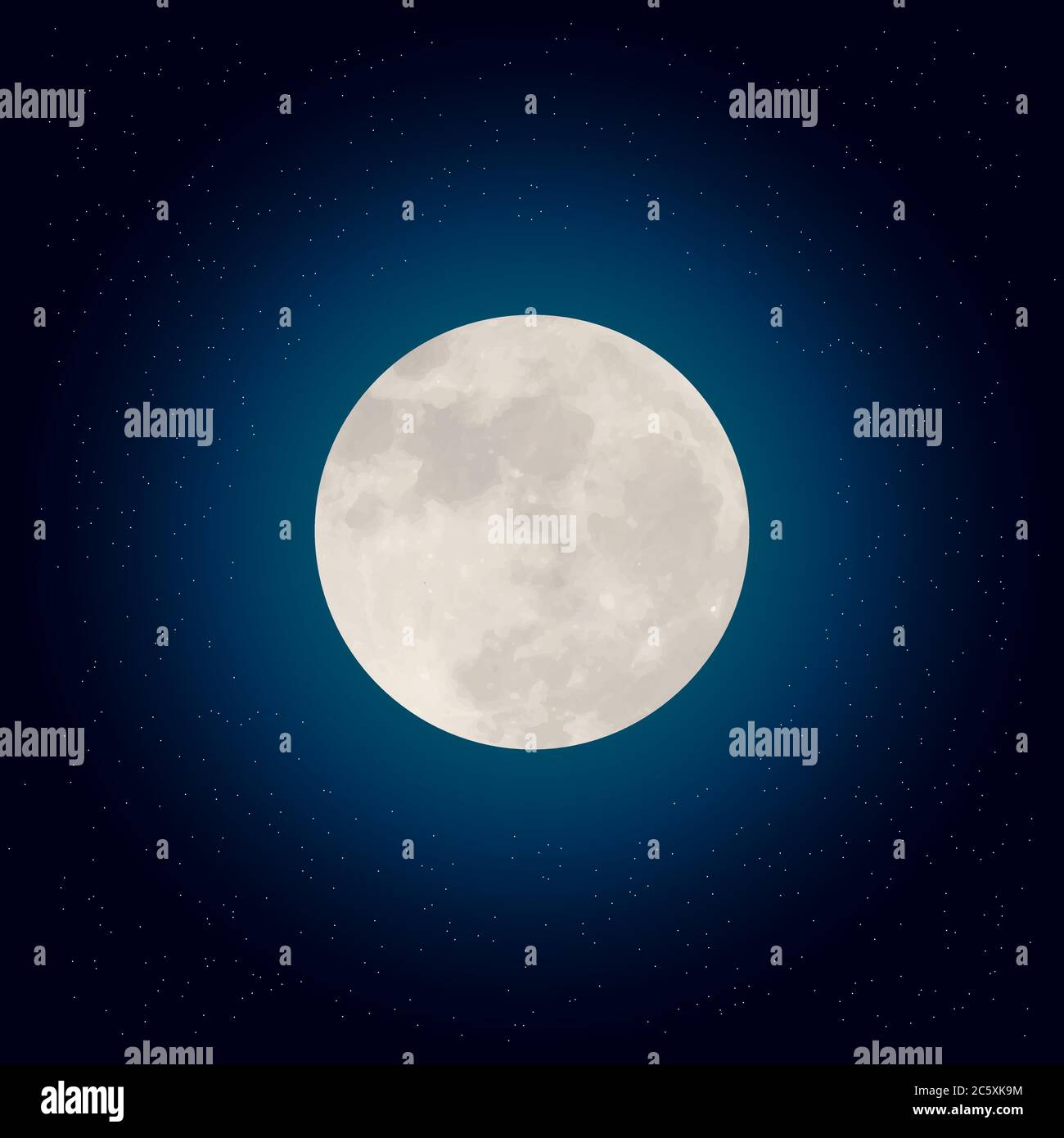 lunar eclipse in the night sky. realistic lunar eclipse vector illustration. Stock Vector