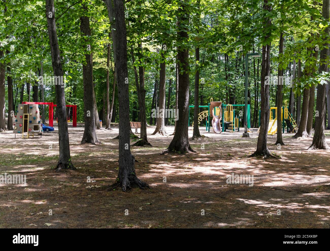 Playground park named Parc De Grandpre located at Sorel-Tracy city  in the province of Quebec in Canada country at summer Stock Photo