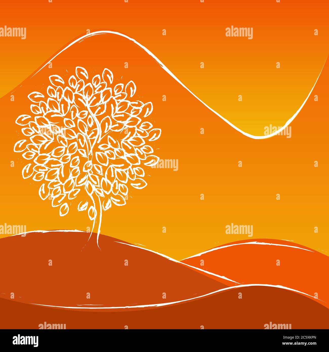 tree and mountain landscape design illustration Stock Vector Image ...