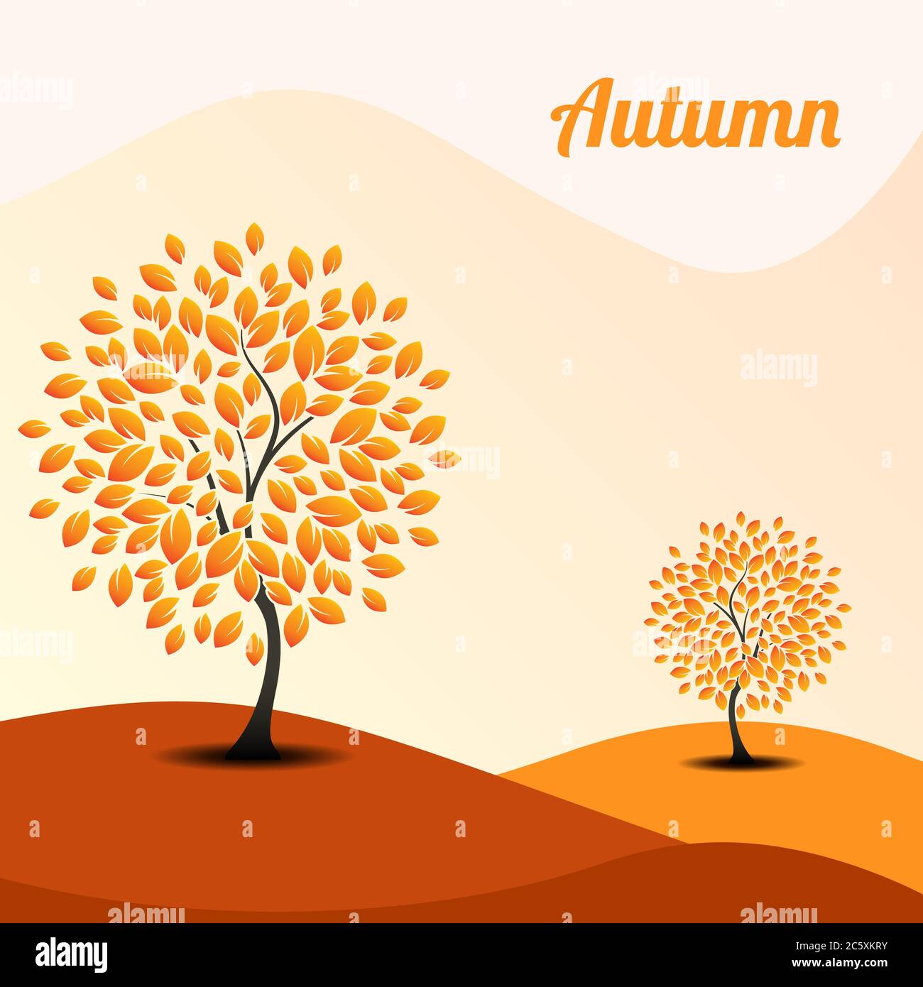 autumn tree landscape design vector illustration Stock Vector Image