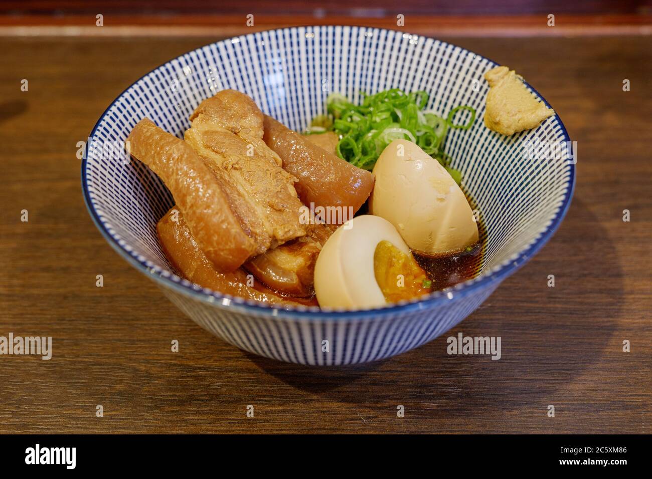 Top view at Kakuni, Japanese Stewed Marinated pork belly in sweet soy ...