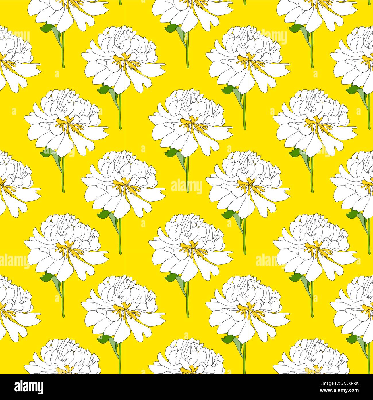 Abstract Hand Drawn Peony flower seamless pattern background. Vector ...