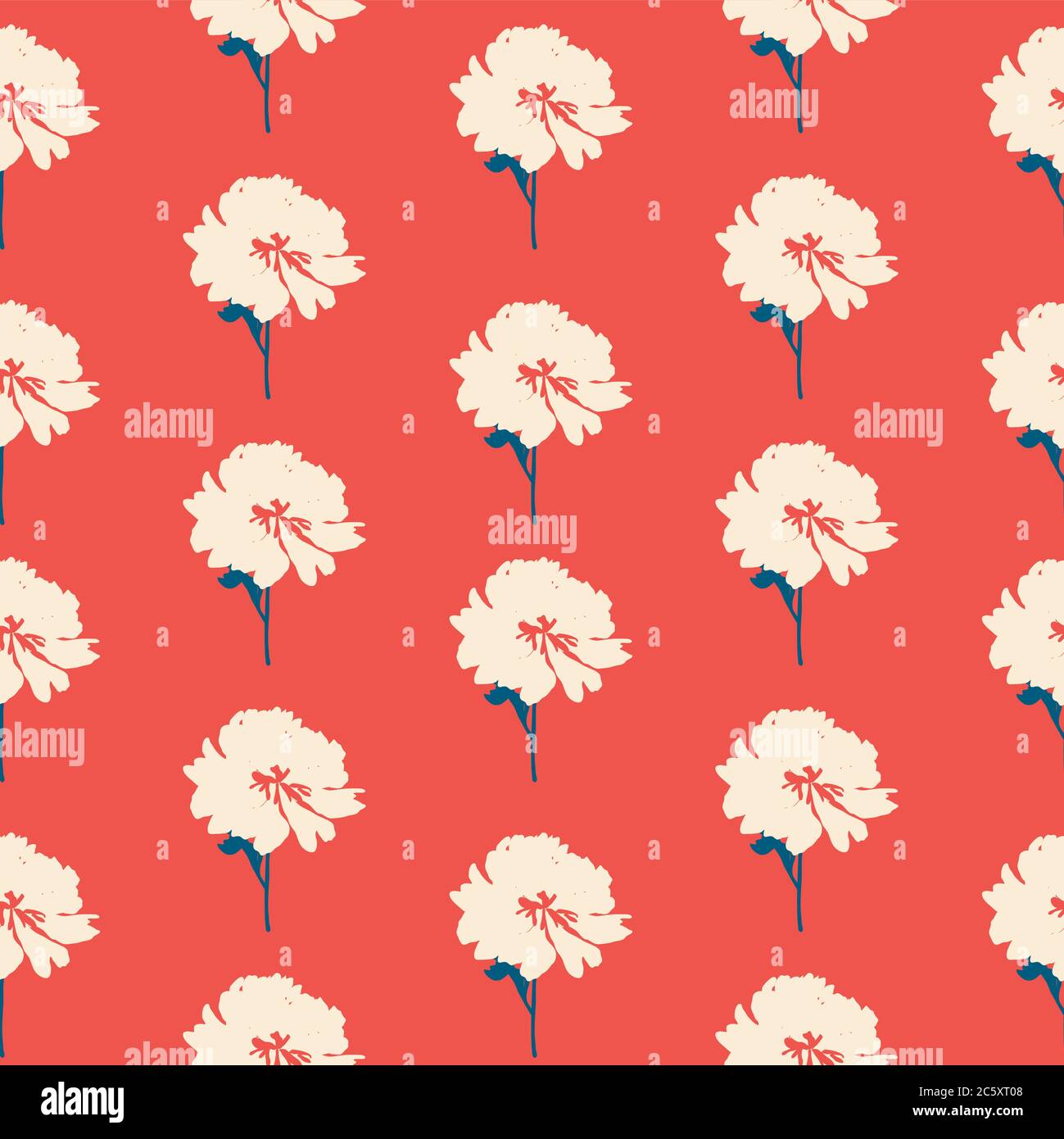 Abstract Hand Drawn Peony flower seamless pattern background. Vector ...