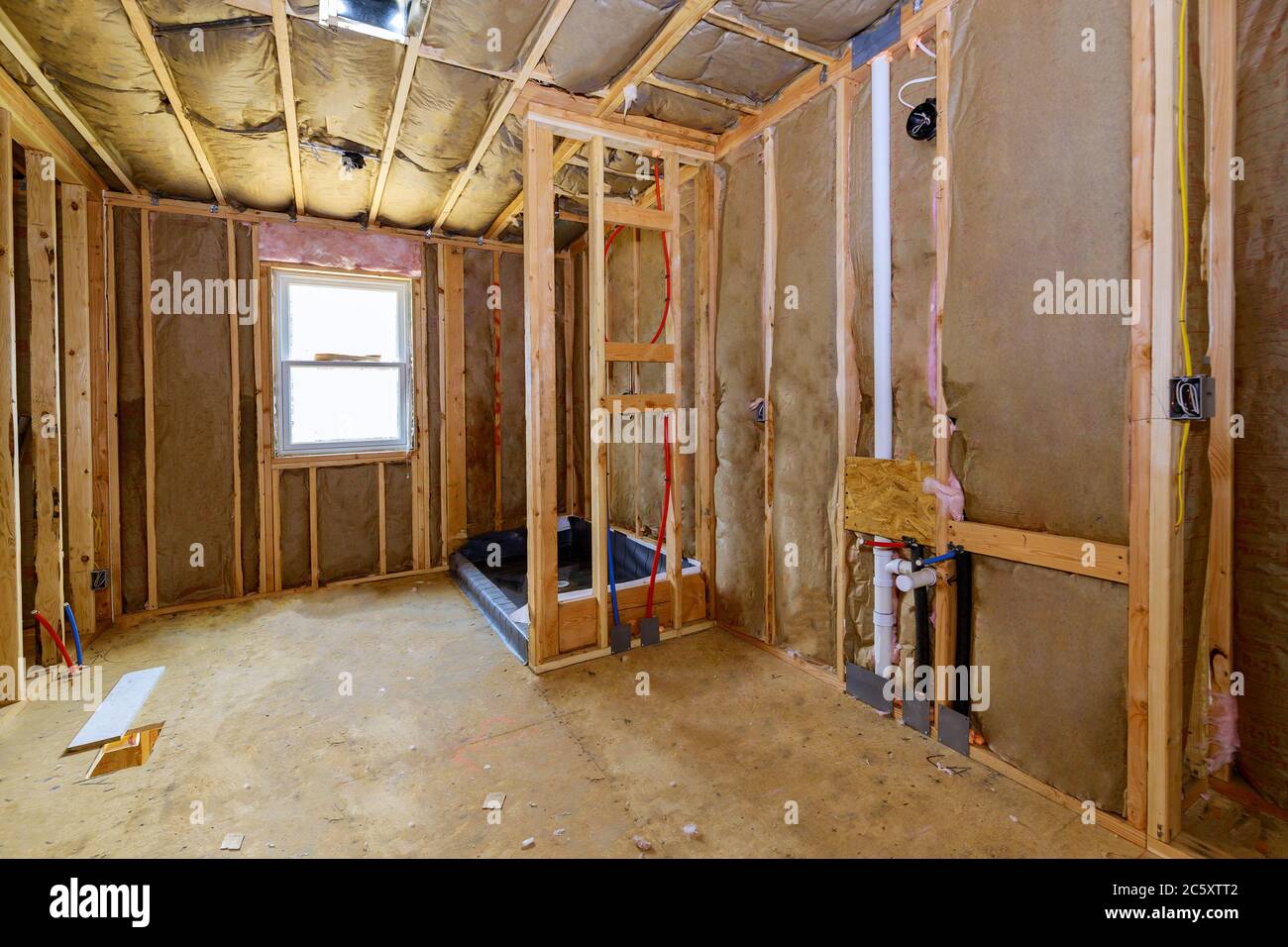 PVC pipe connections install and assemble water drain under bathroom