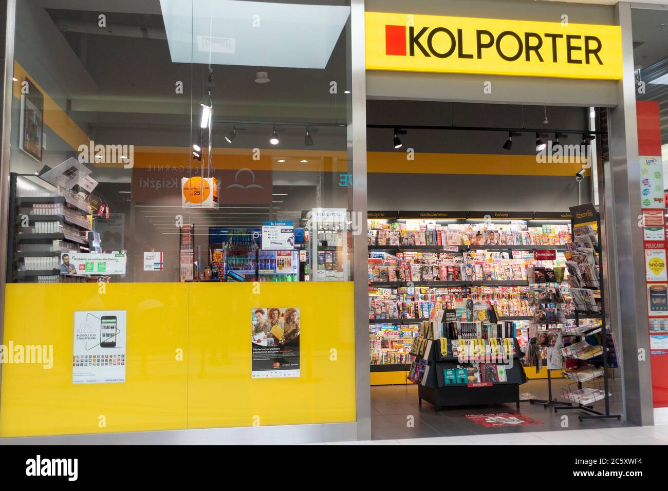 Kolporter a Polish magazine and convenience store in the Galleria Tomaszow upscale shopping mall. Tomaszow Mazowiecki Central Poland Stock Photo