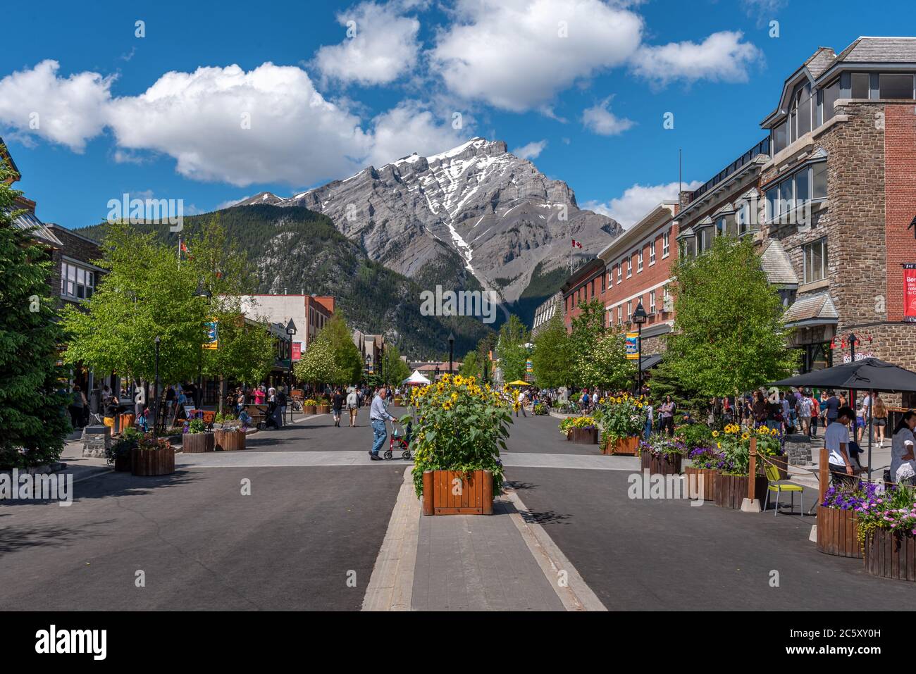 View of Banff Avenue in summer. Banff is the main town inside Banff