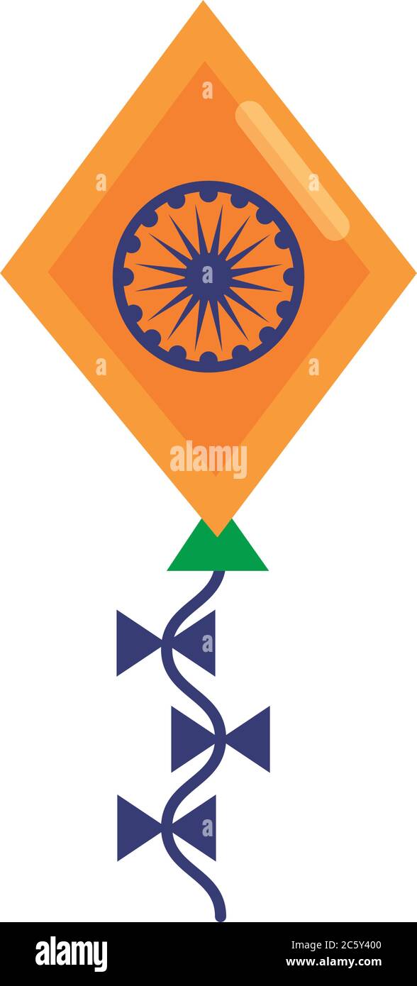 kite with ashoka shakra indian independence day flat style vector