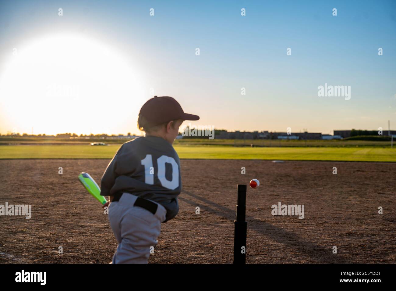 Tee ball sport played by youth groups in the summer Stock Photo