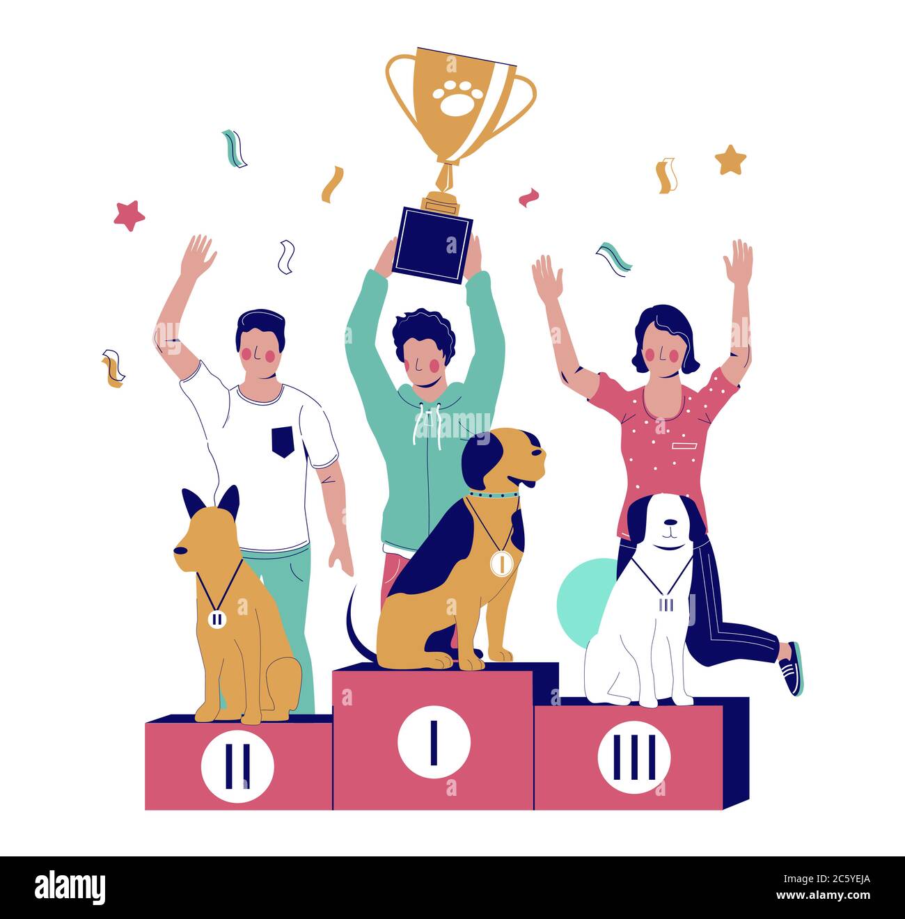 Dog contest vector flat style design illustration Stock Vector