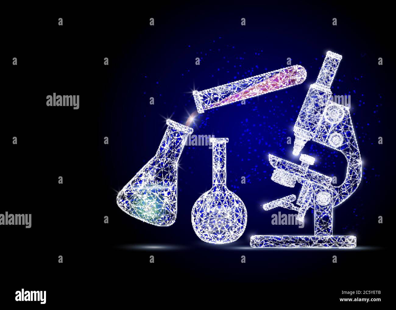 Chemistry, biology science, vector polygonal art style illustration ...