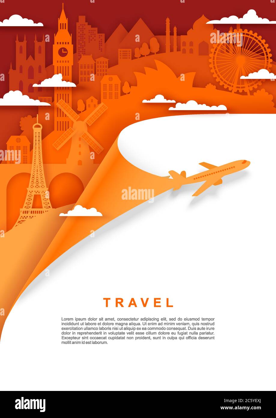 Travel poster, banner template, vector illustration in paper art style  Stock Vector Image & Art - Alamy