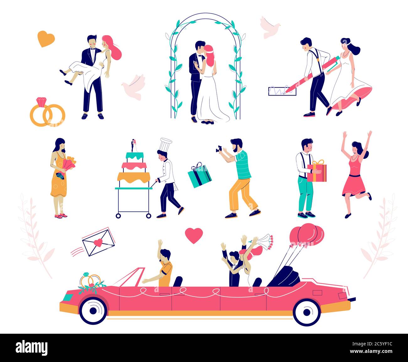 Wedding ceremony character set, vector flat isolated illustration Stock ...